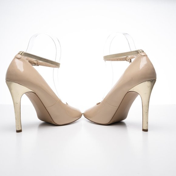 BCBGENERATION Imala nude gold peep toe heels w/ ankle strap size 5.5 - Picture 8 of 11